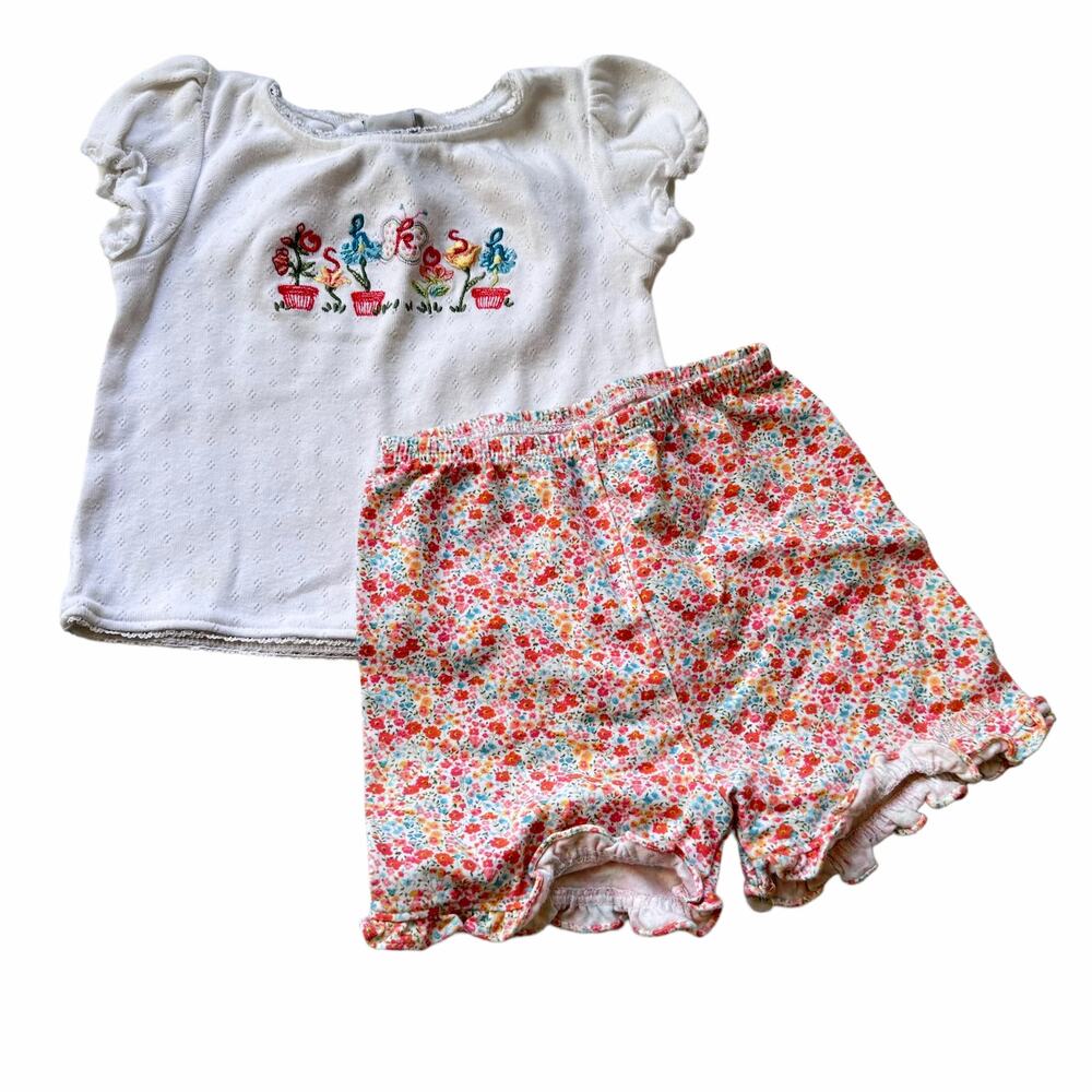 OshKosh Floral Embroidered Top & Shorts Set - 18 Months